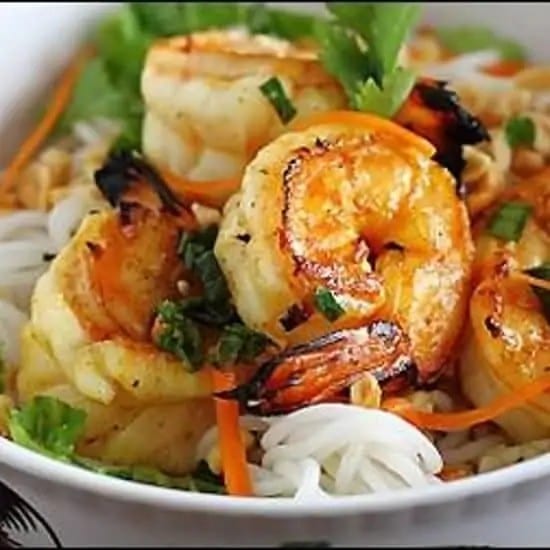 60. Thin Vermicelli with Grilled Shrimp / Bánh Hỏi Tôm Nướng.
