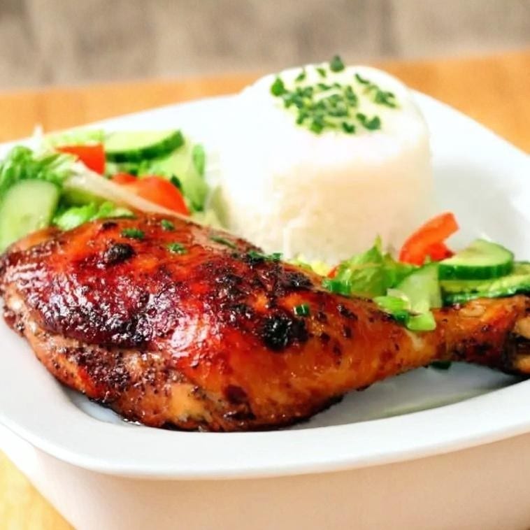 74. Grilled Chicken with Steamed Rice / Cơm Gà Nướng.